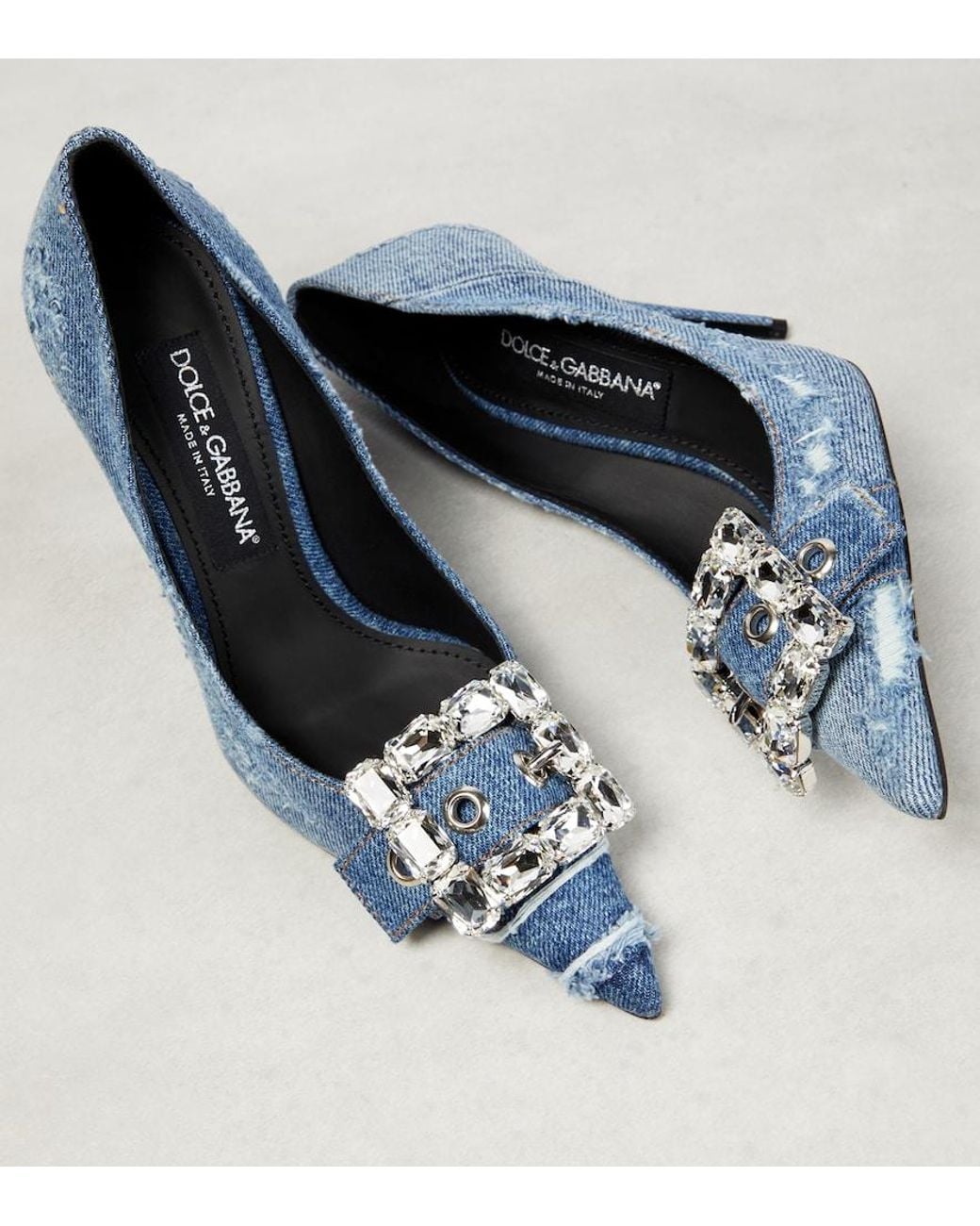 Dolce & Gabbana Blue Embellished Denim Pumps