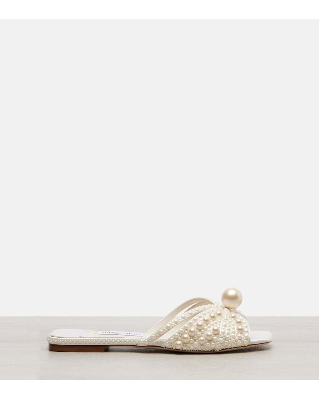 Jimmy Choo Natural Siva Embellished Satin Slides