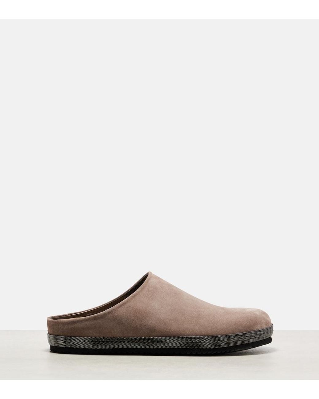 Brunello Cucinelli Brown Monili Suede Clogs