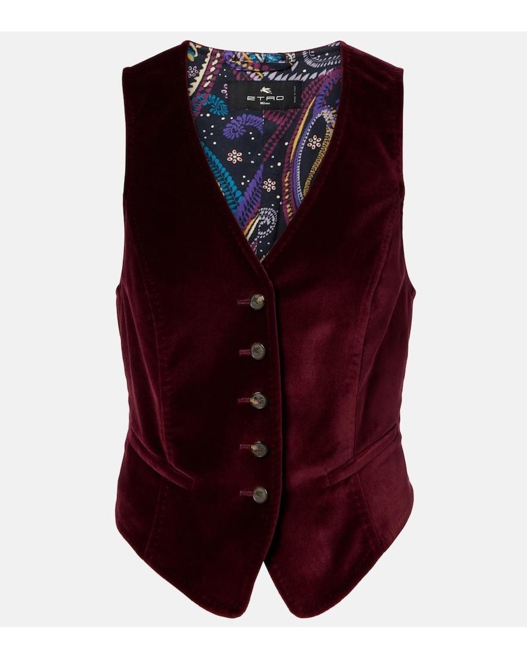 Etro Purple Cotton Velvet Vest