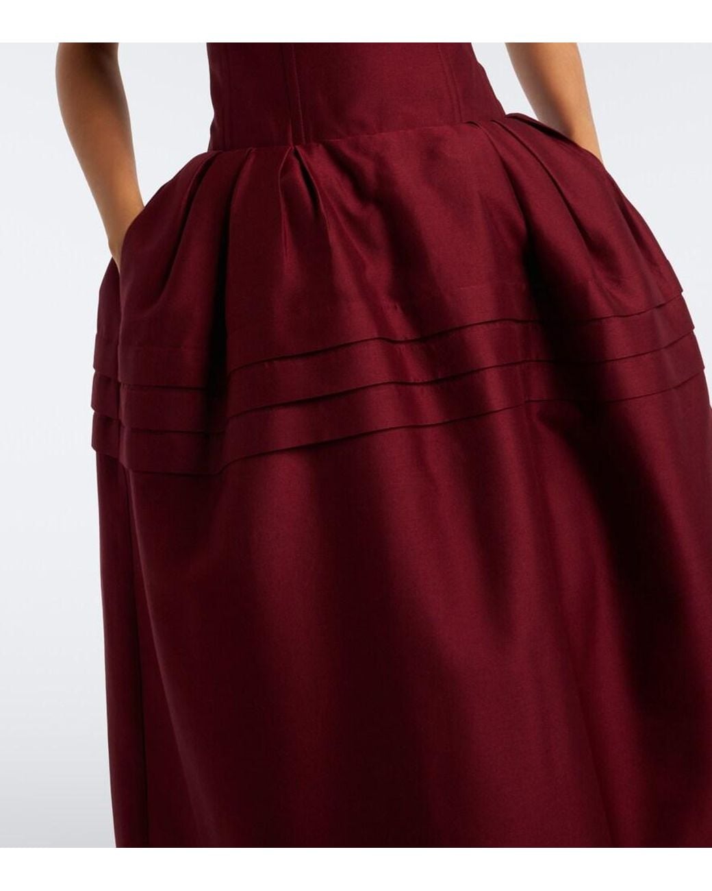 ShuShu/Tong Red Bow-Detail Wool And Silk Blend Bustier Dress