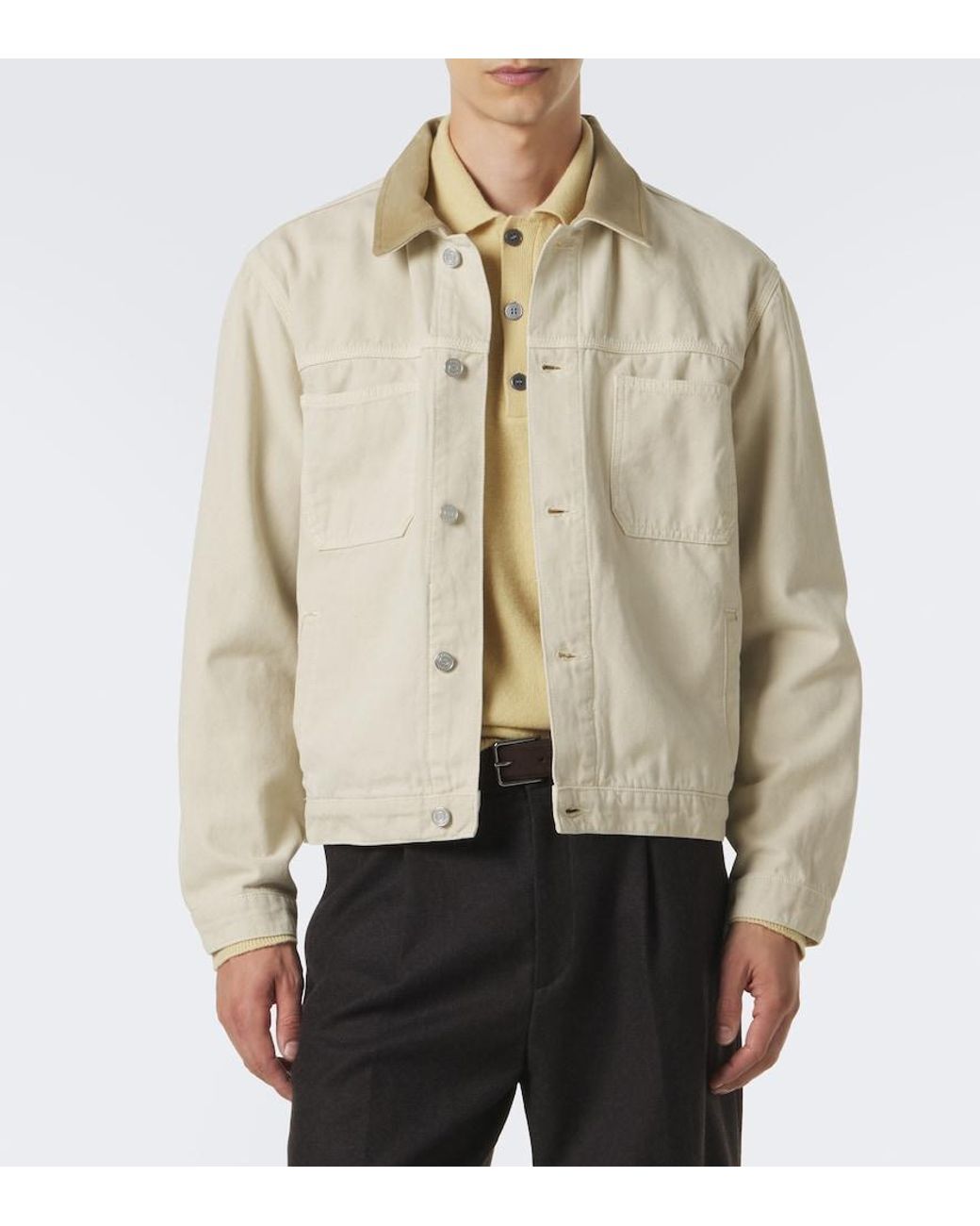 FRAME Natural Suede-Trimmed Cotton Field Jacket for men