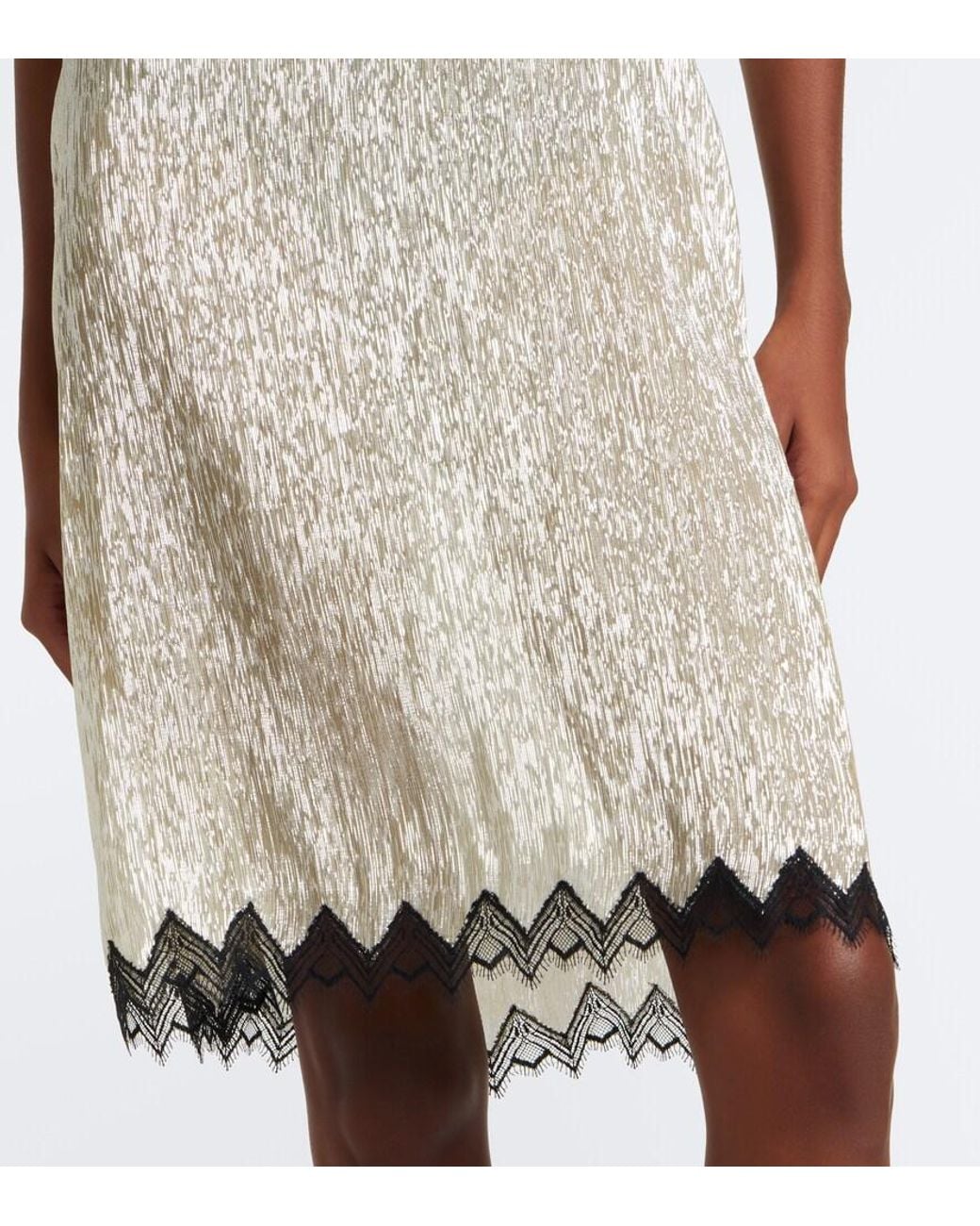 Tom Ford Natural Lace-Trimmed Silk-Blend Slip Dress