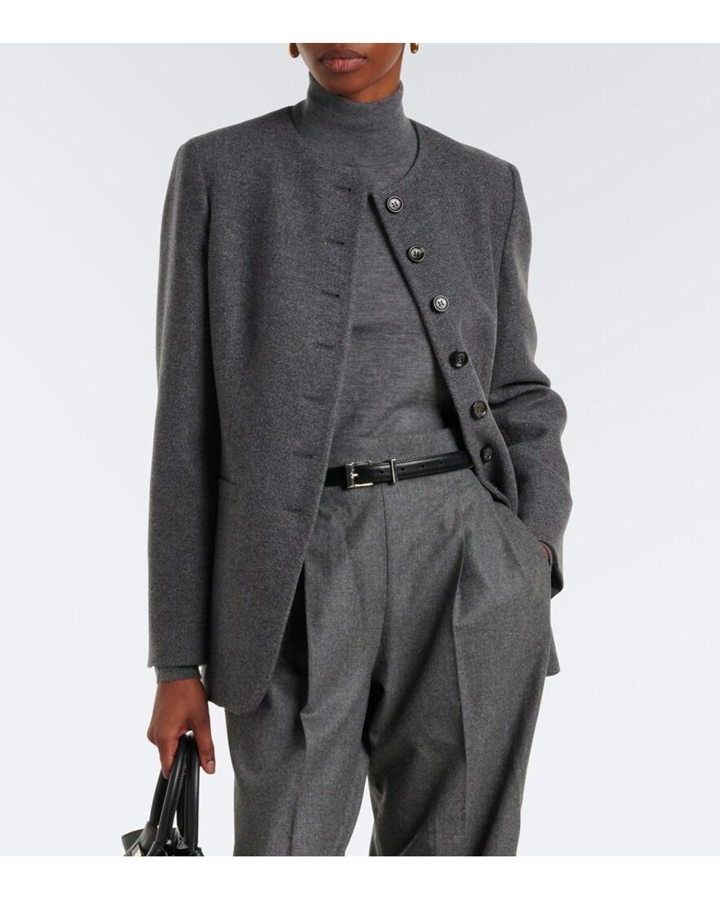 Max Mara Gray Cashmere Turtleneck Sweater