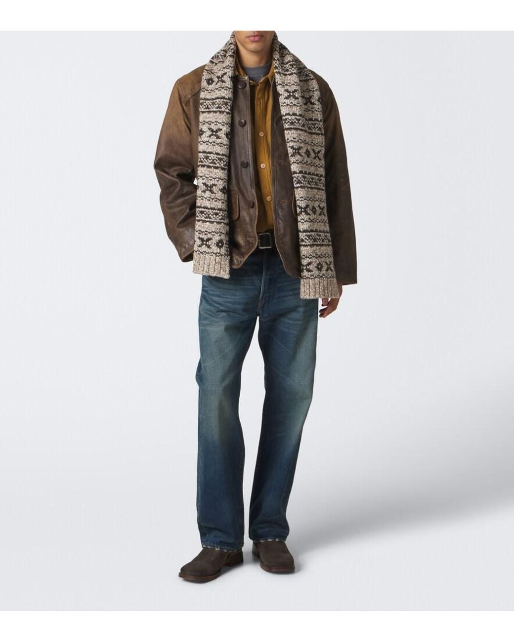 RRL Natural Wool And Cotton-Blend Scarf for men