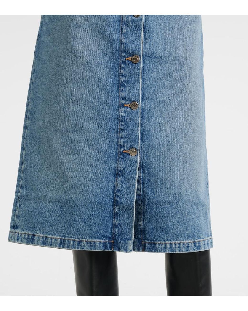 Stella McCartney Blue Chain-Detail Denim Midi Skirt