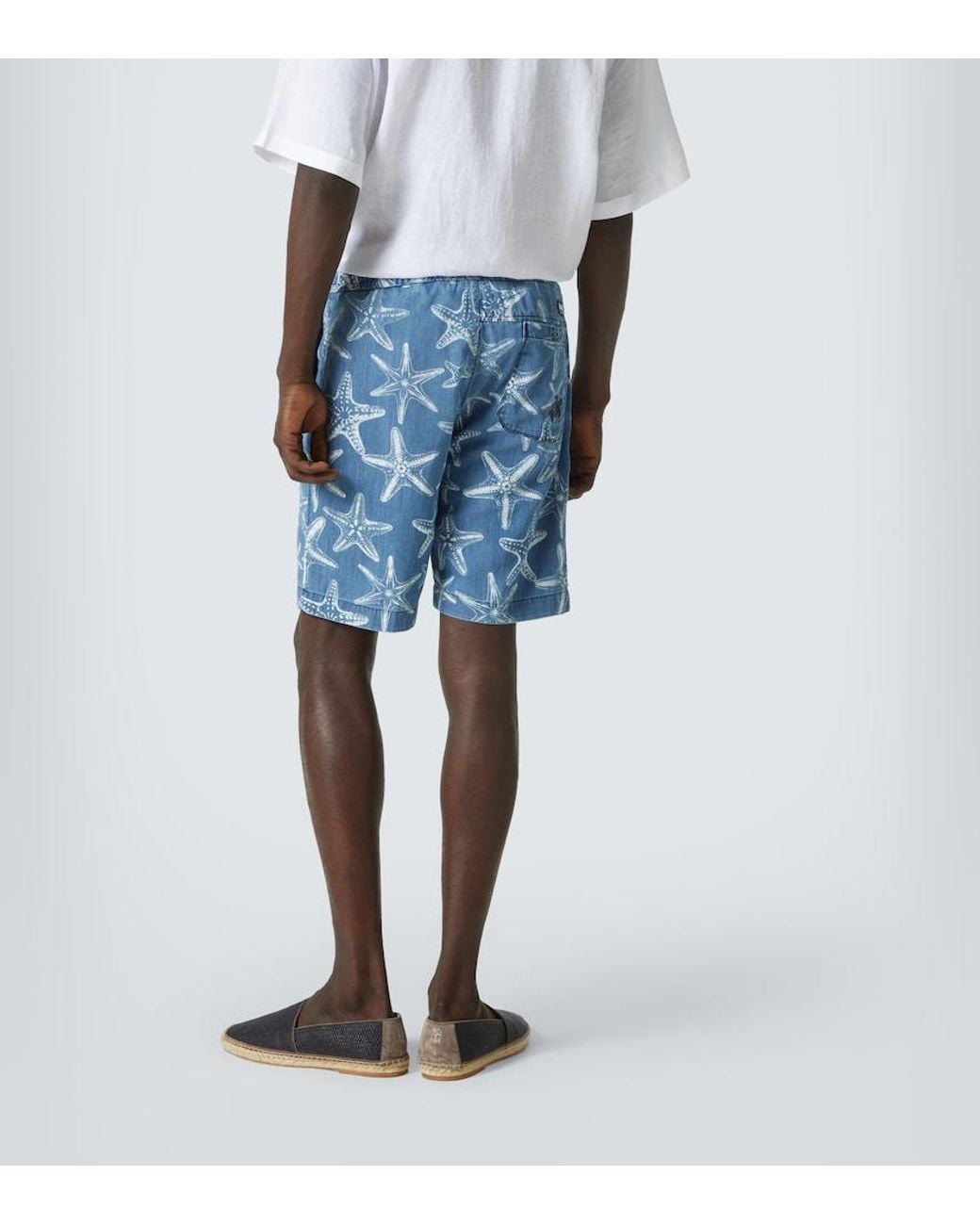 Vilebrequin Blue Printed Denim Bermuda Shorts for men