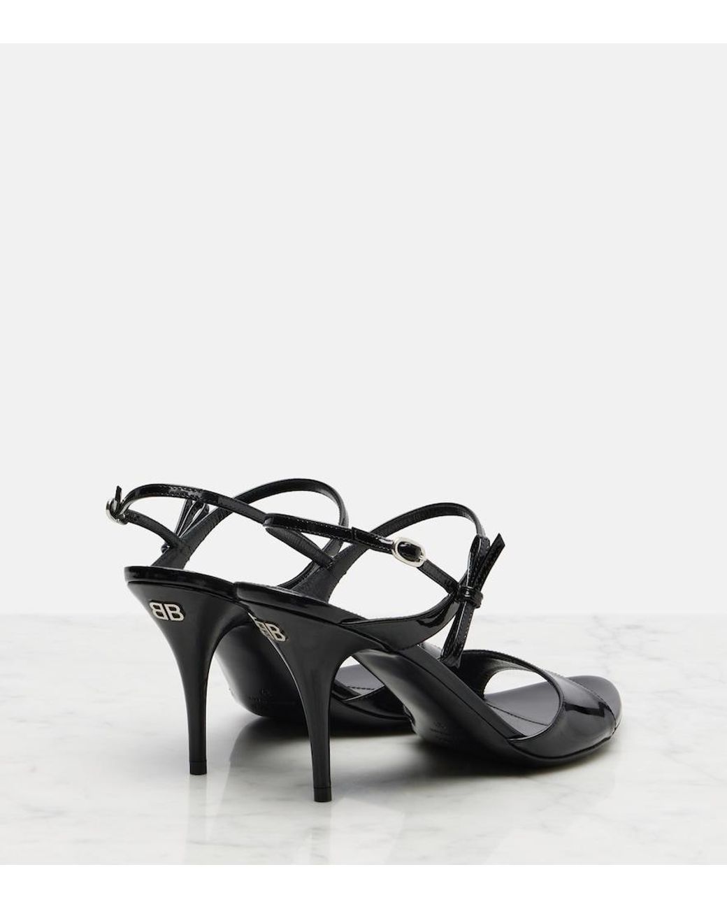 Balenciaga Black Avenue Bow Patent Leather Sandals