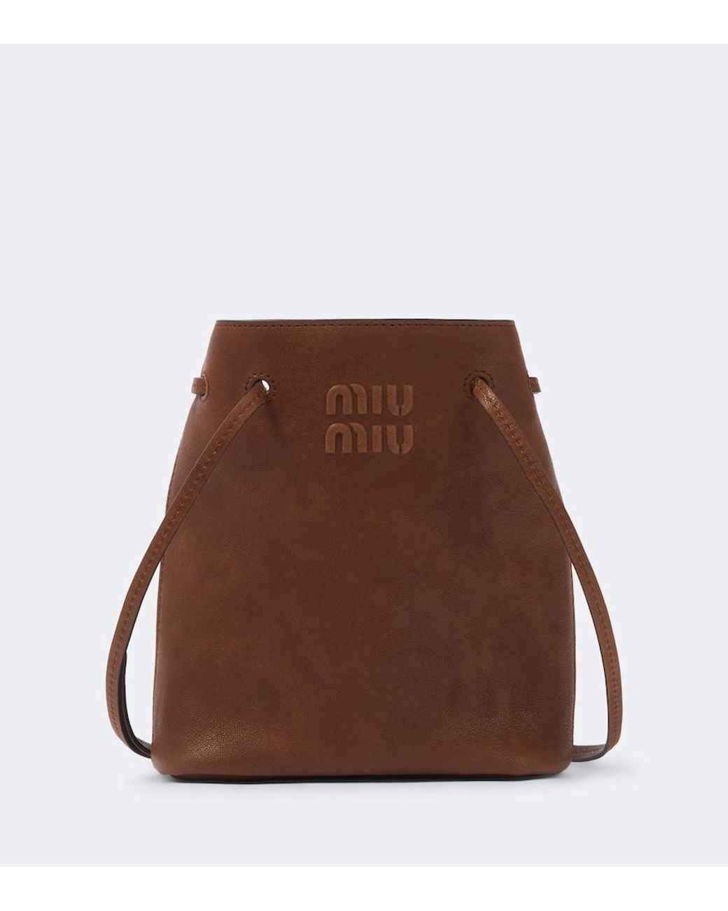 Miu Miu Brown Mini Leather Bucket Bag for men