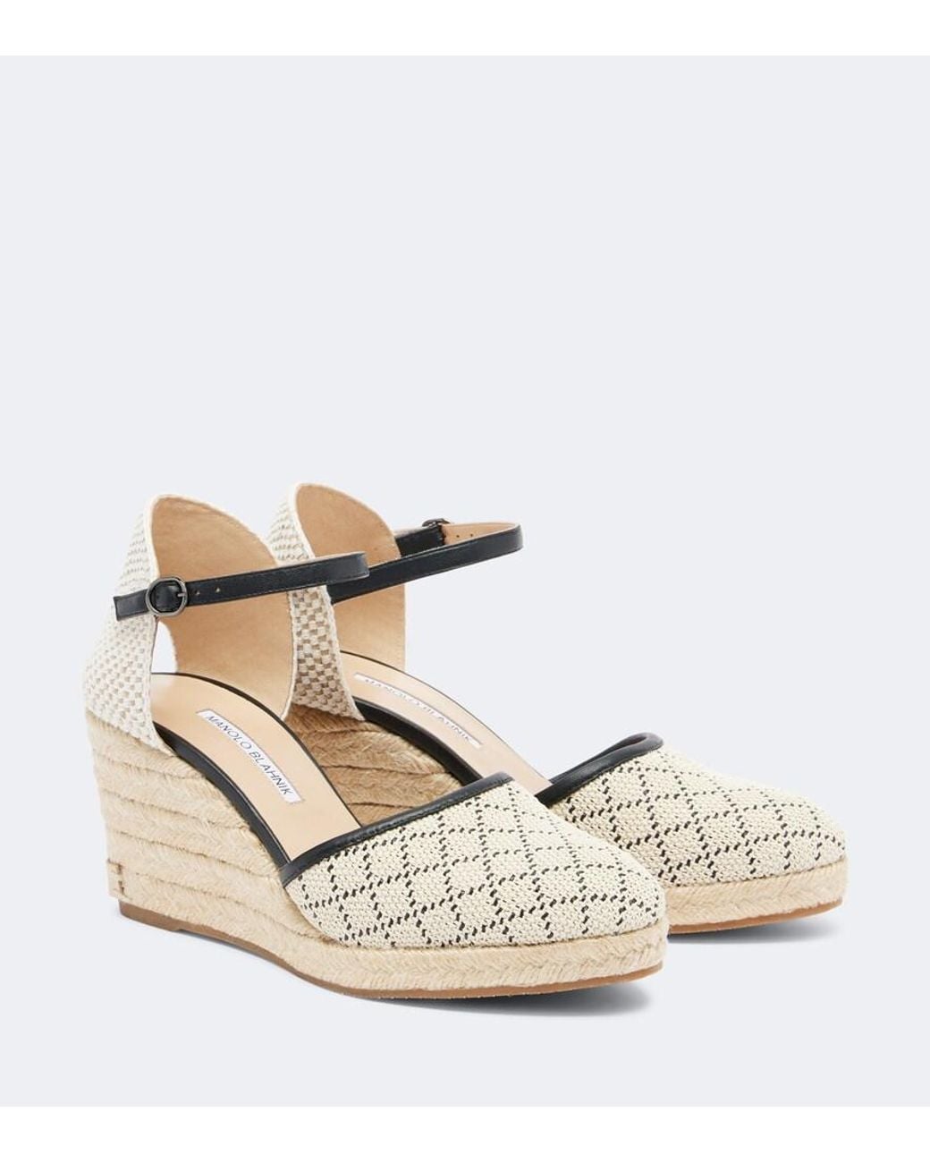 Manolo Blahnik Metallic Espadrahi Raffia-Effect Espadrille Wedges