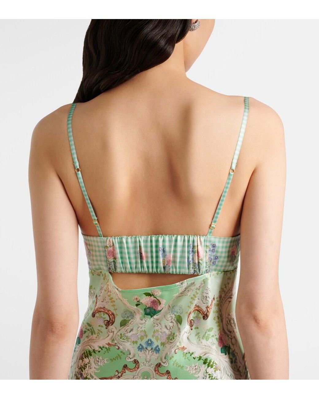 Camilla Green Gathered Silk Midi Dress