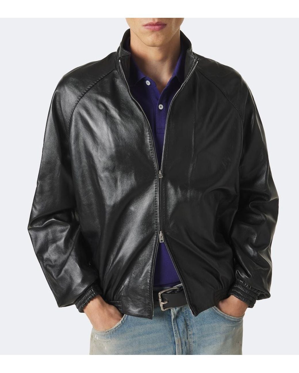 Acne Black Leather Jacket for men