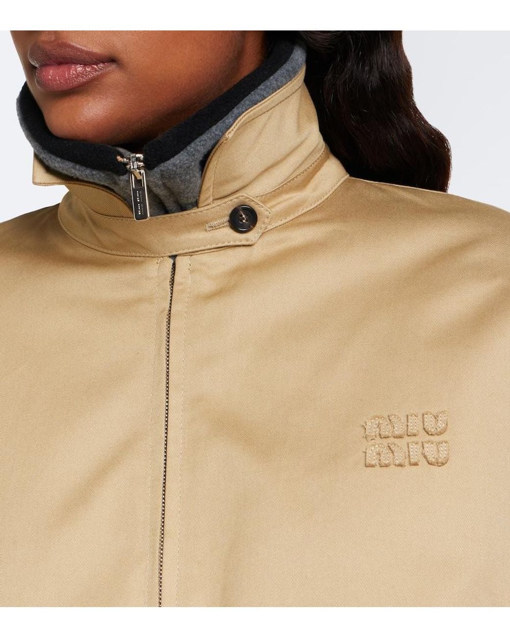 Miu Miu Natural Padded Cotton Twill Blouson Jacket