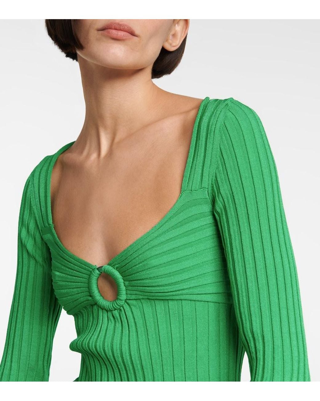Stella McCartney Green Ribbed-Knit Top