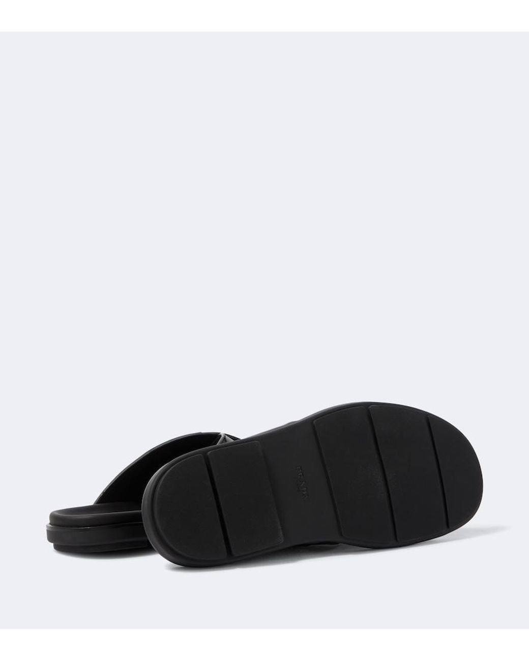 Prada Black Crossed Leather Sandals for men