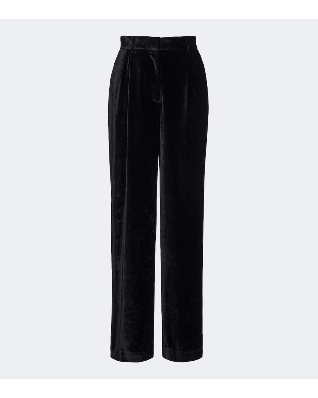 Stella McCartney Black Pleated Velvet Wide-Leg Pants