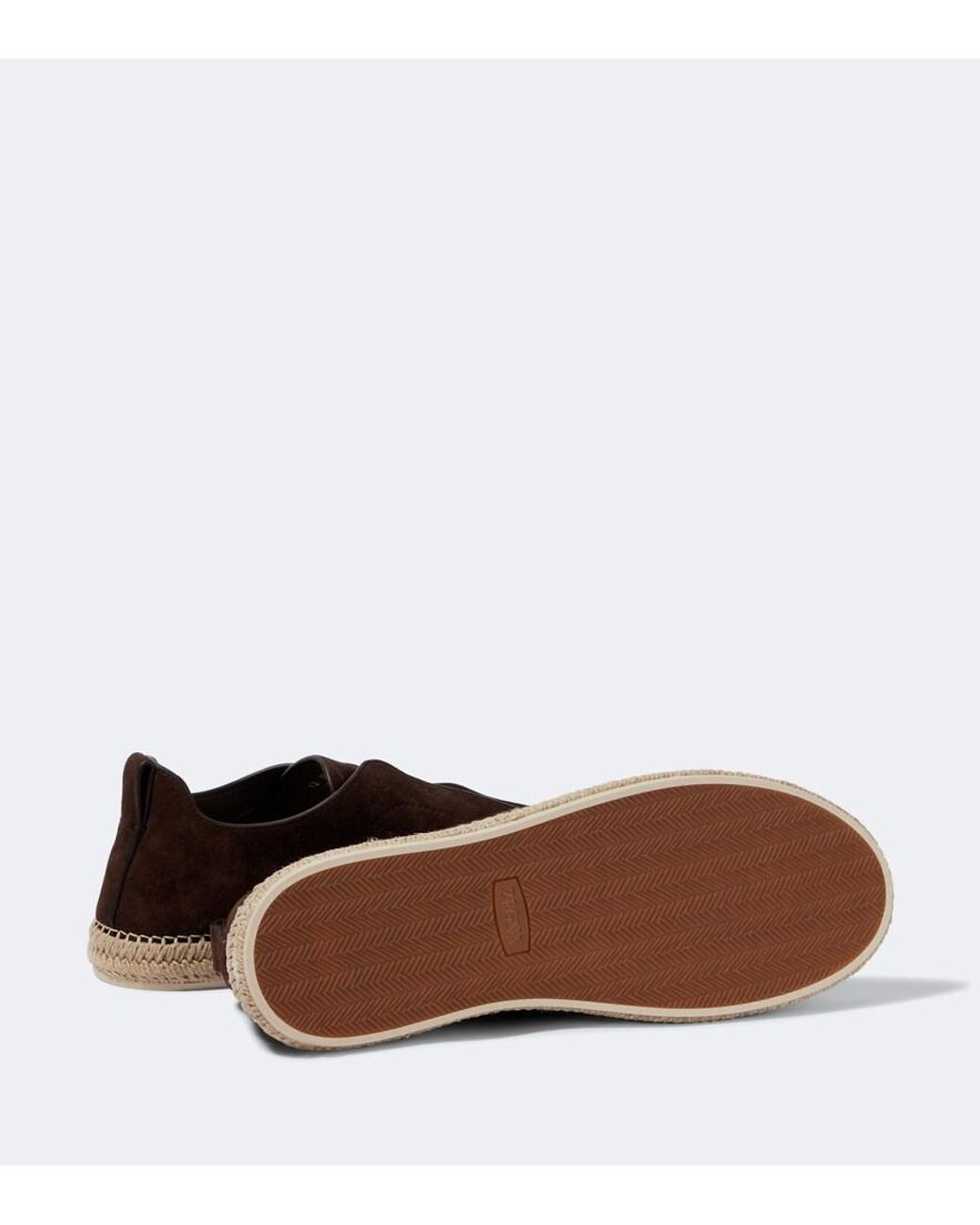 Zegna Brown Triple Stitch Suede Espadrilles for men