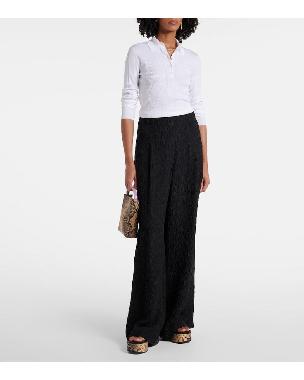 Dries Van Noten White Touria Cotton Polo Sweater
