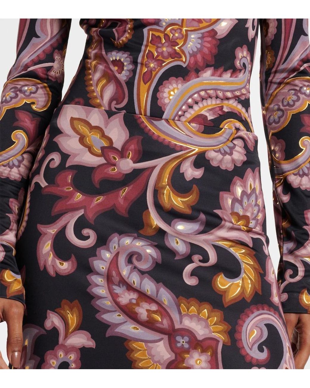 Etro Brown Paisley Jersey Maxi Skirt
