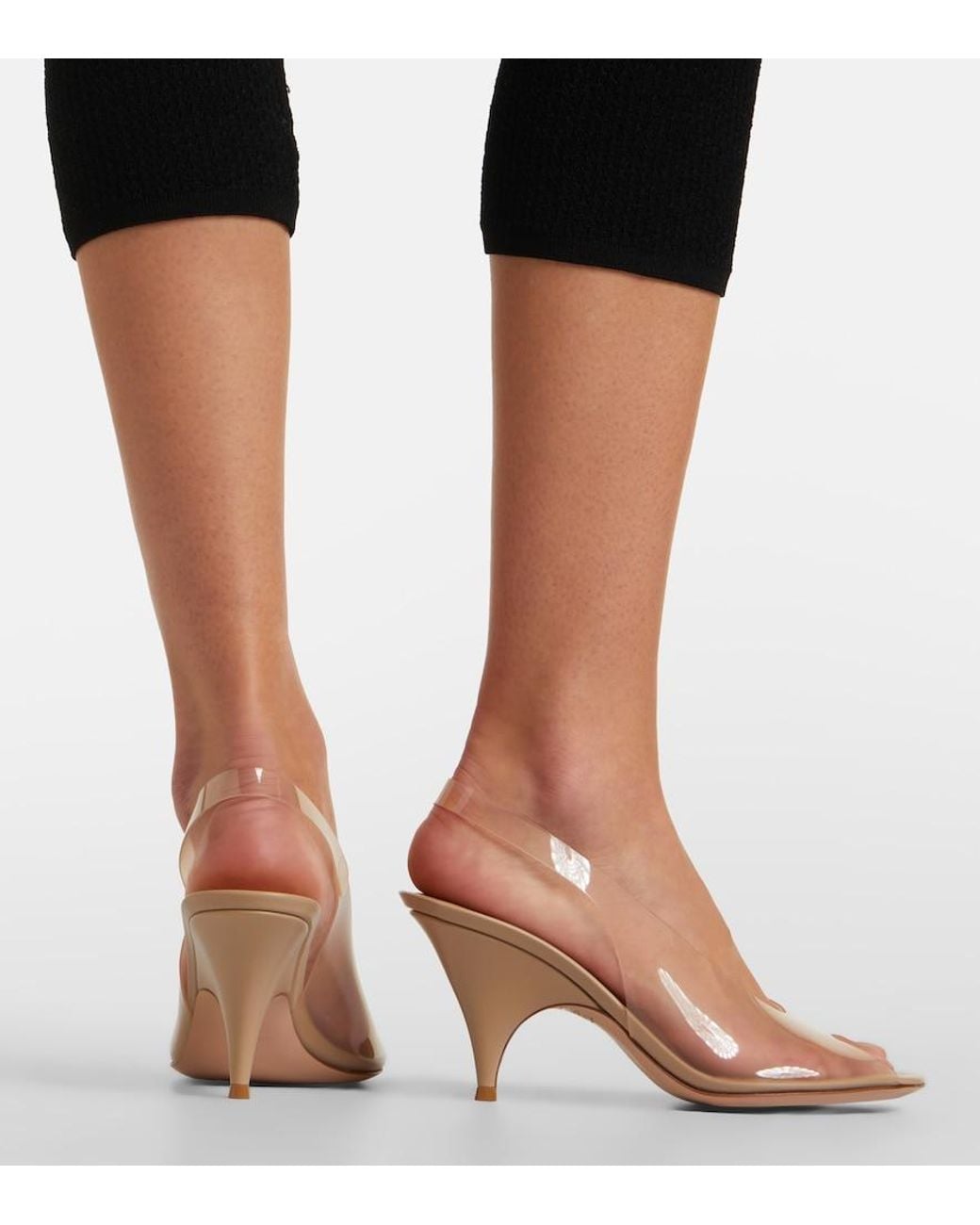 Gianvito Rossi Natural Leather-Trimmed Slingback Sandals