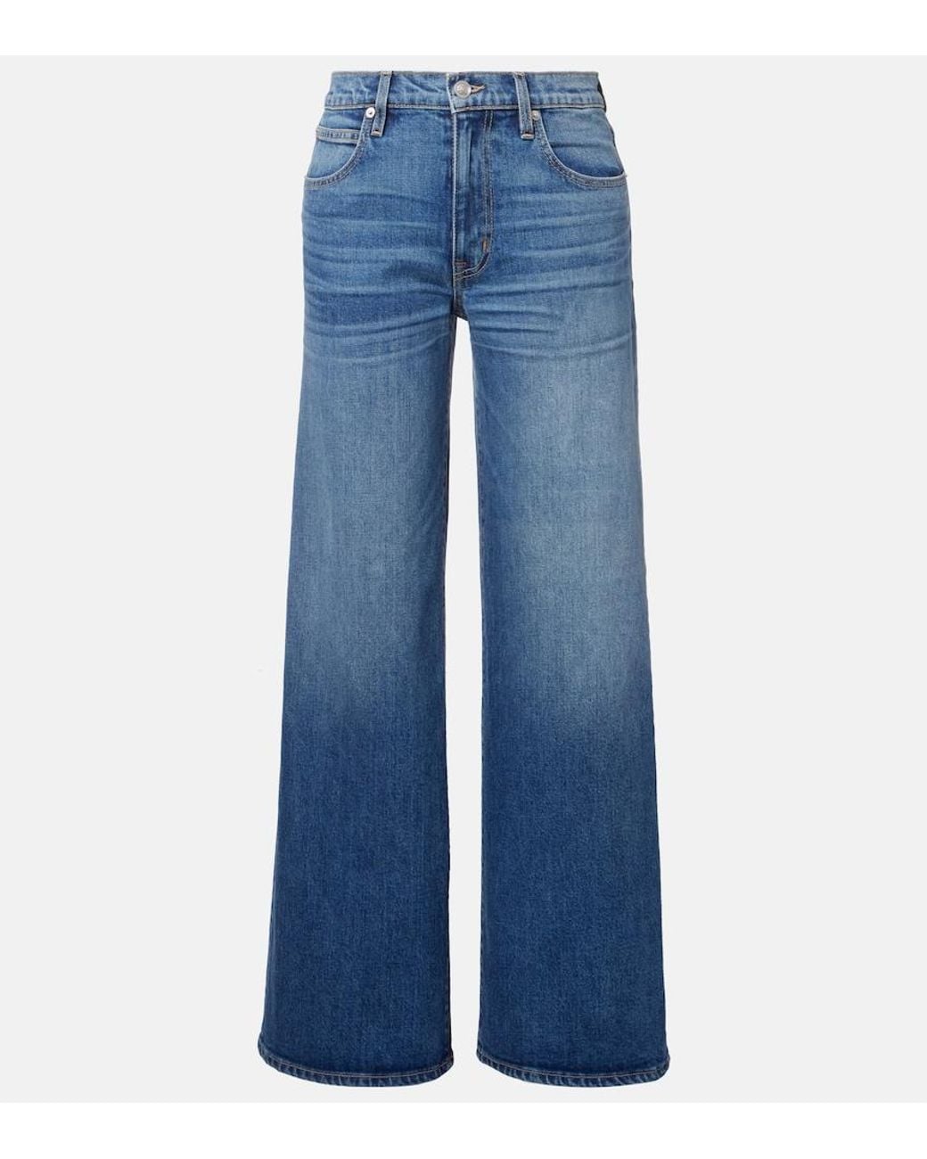 SLVRLAKE Denim Blue Selena Mid-Rise Wide-Leg Jeans