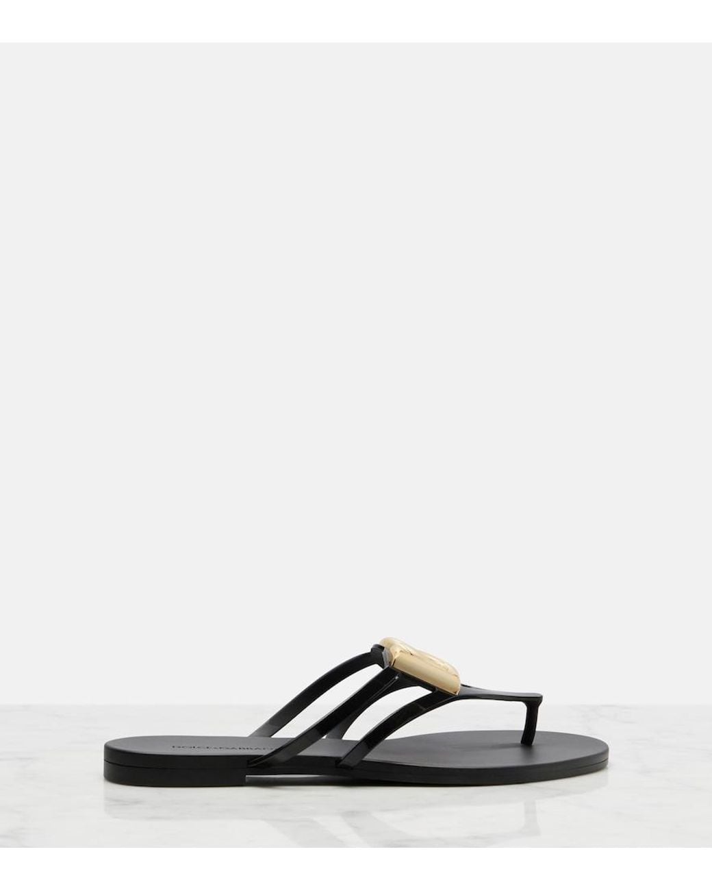 Dolce & Gabbana Black Dg Thong Sandals