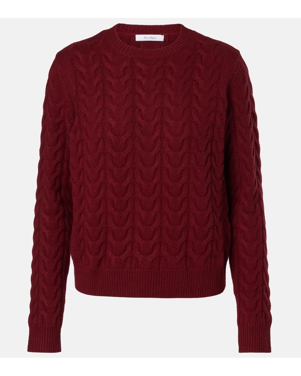 Max Mara Red Aramis Cable-Knit Cashmere Sweater