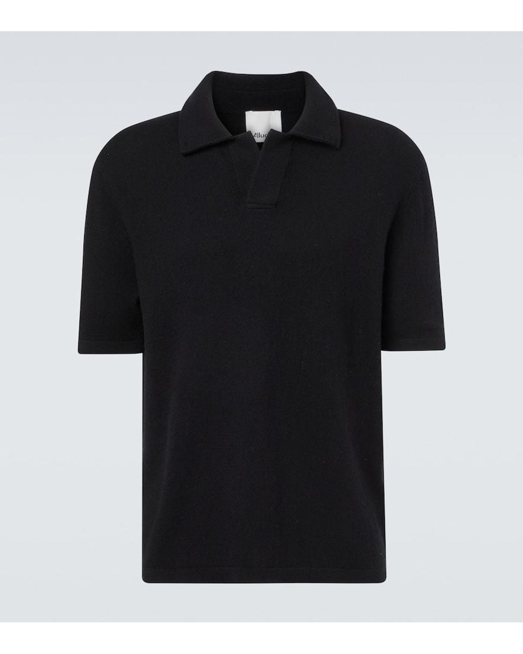Allude Black Wool And Cashmere Polo Sweater for men