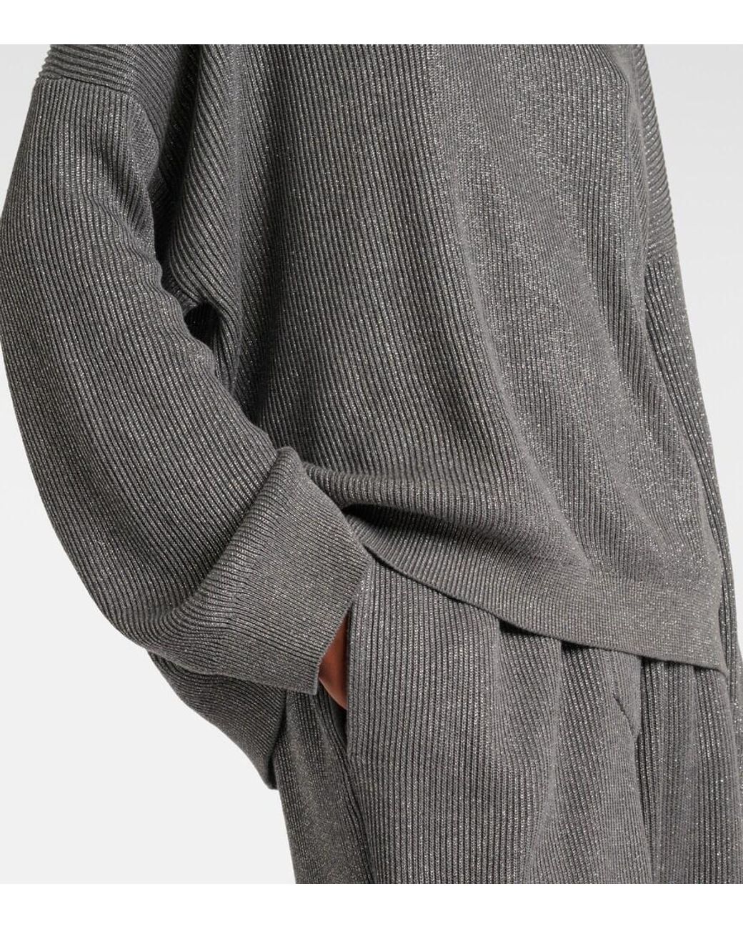 Brunello Cucinelli Gray Pullover Aus Einem Baumwollgemisch
