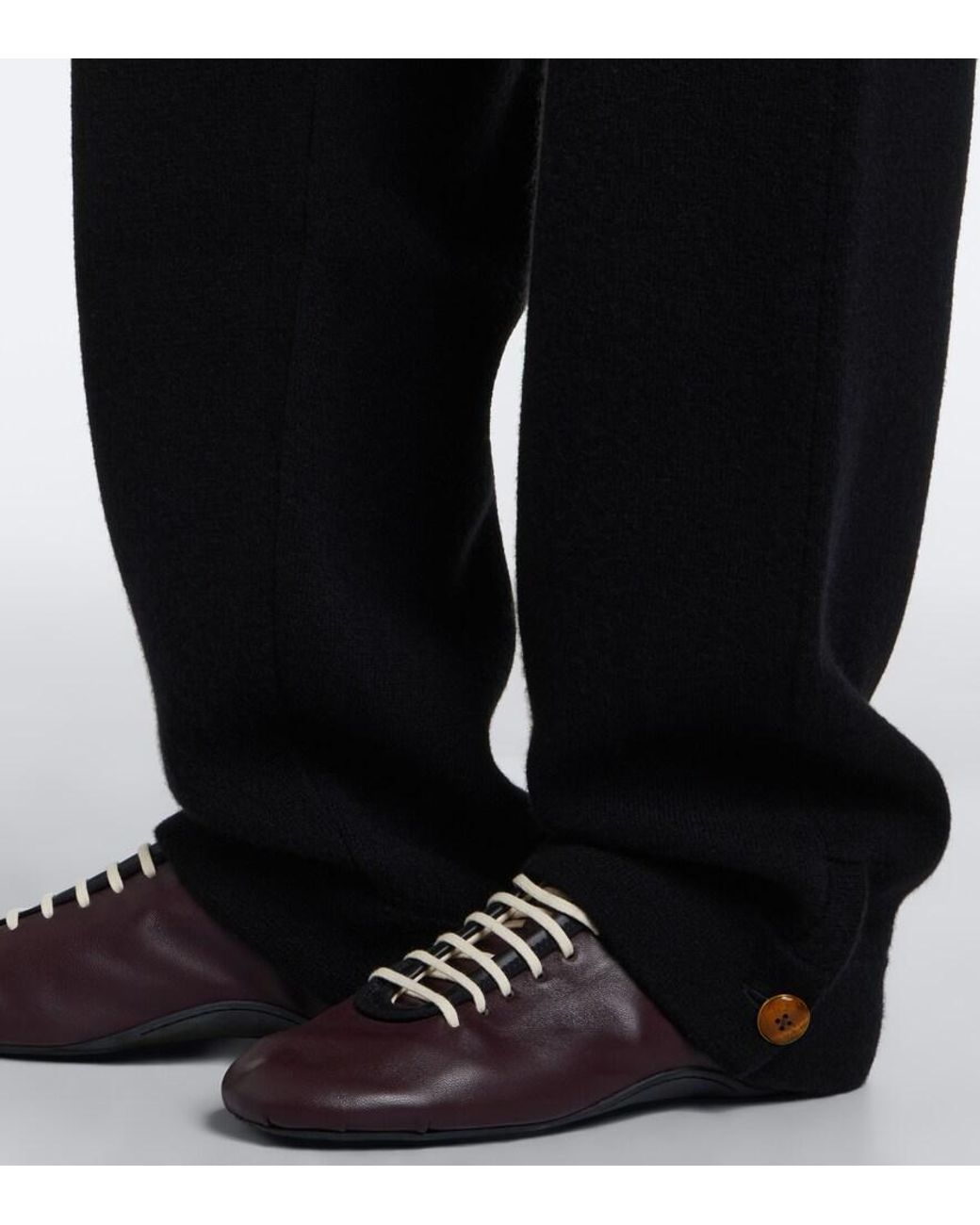 God's True Cashmere Black Milano Cashmere Straight Pants With Tiger's Eye
