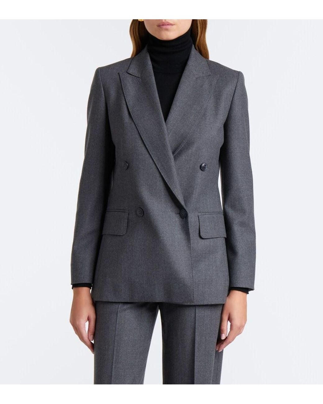 Max Mara Black Double-Breasted Wool-Blend Blazer