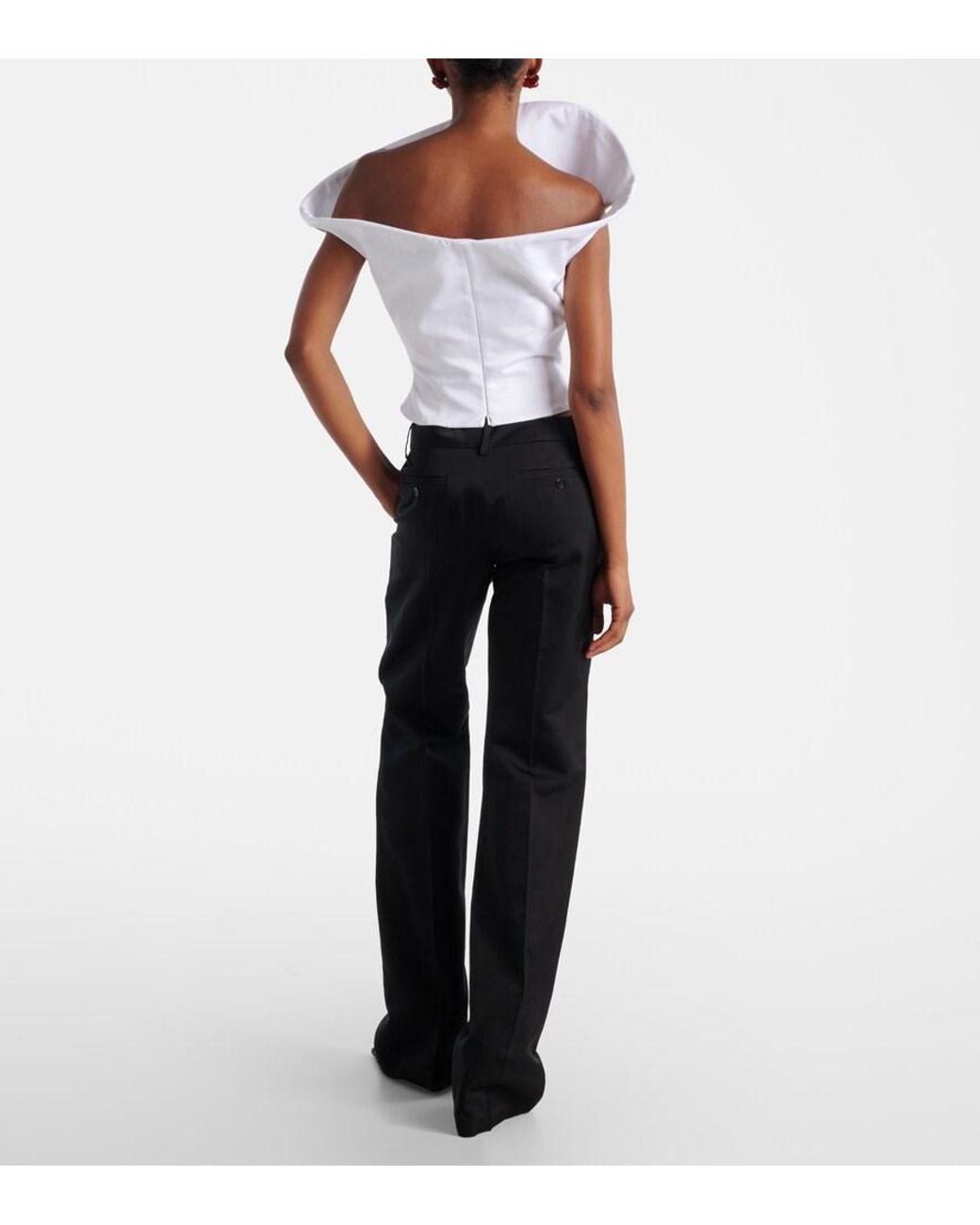 Magda Butrym White Asymmetric Cotton Bustier Top