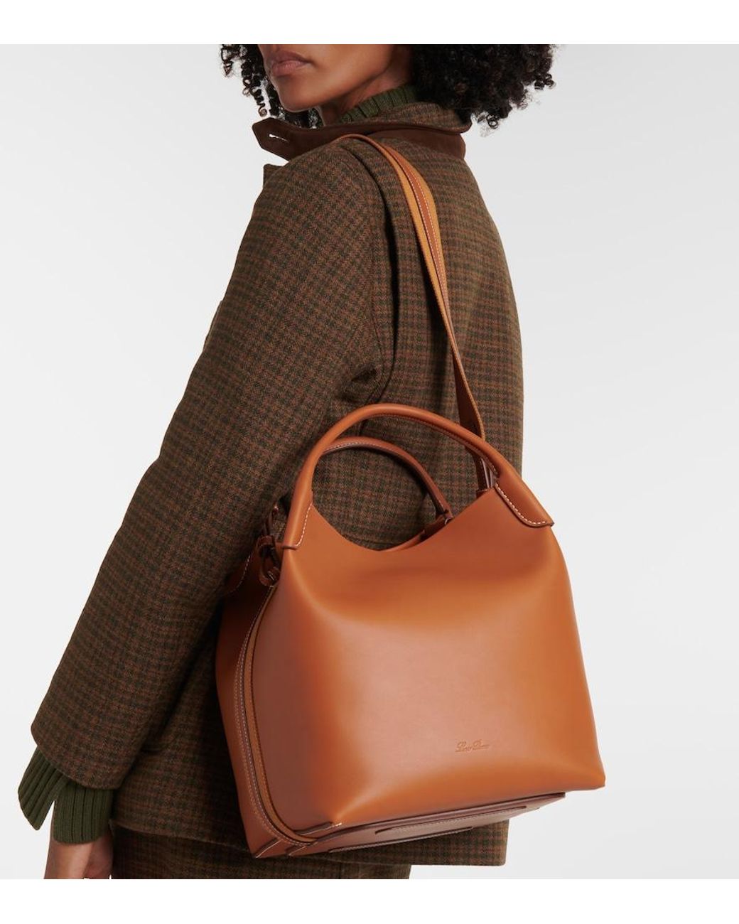 Loro Piana Brown Bale Leather Shoulder Bag