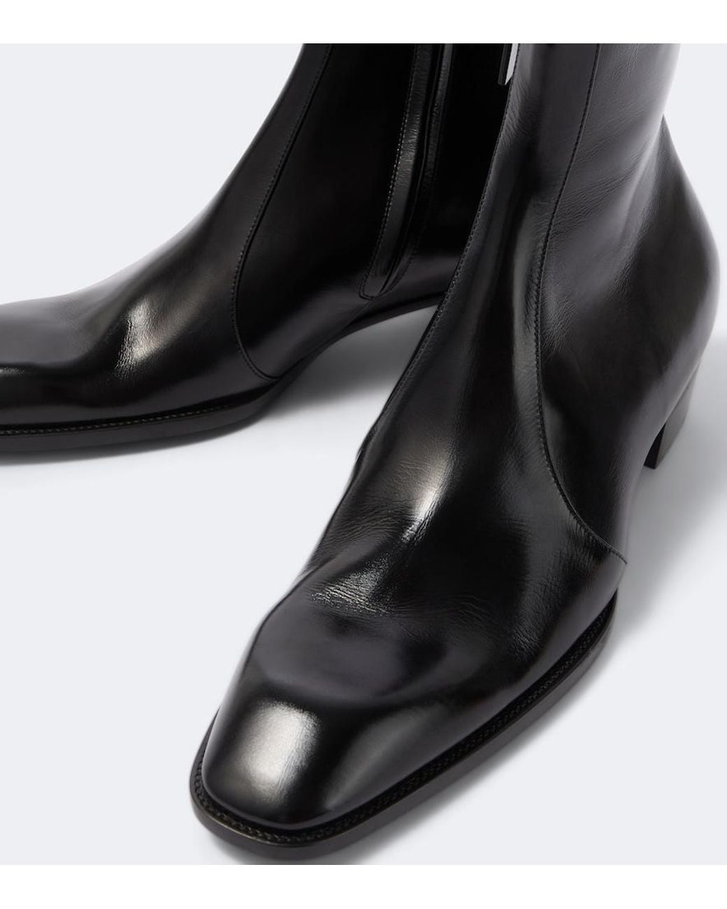 Saint Laurent Black Aurelien Leather Ankle Boots for men