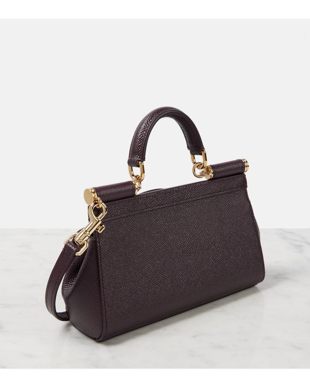Dolce & Gabbana Purple Sicily Small Leather Tote Bag