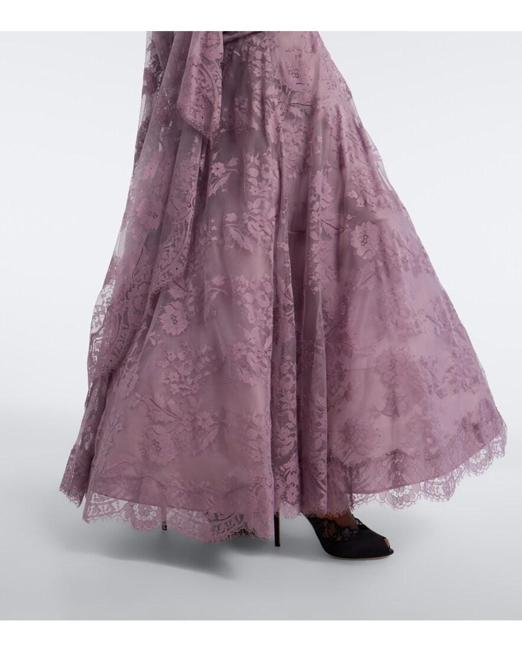 Zimmermann Purple Clash Draped Lace Gown