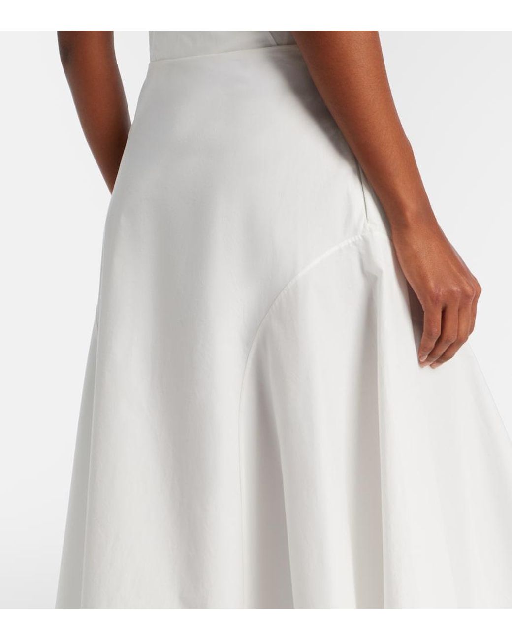 Khaite White Artin Cotton Midi Skirt