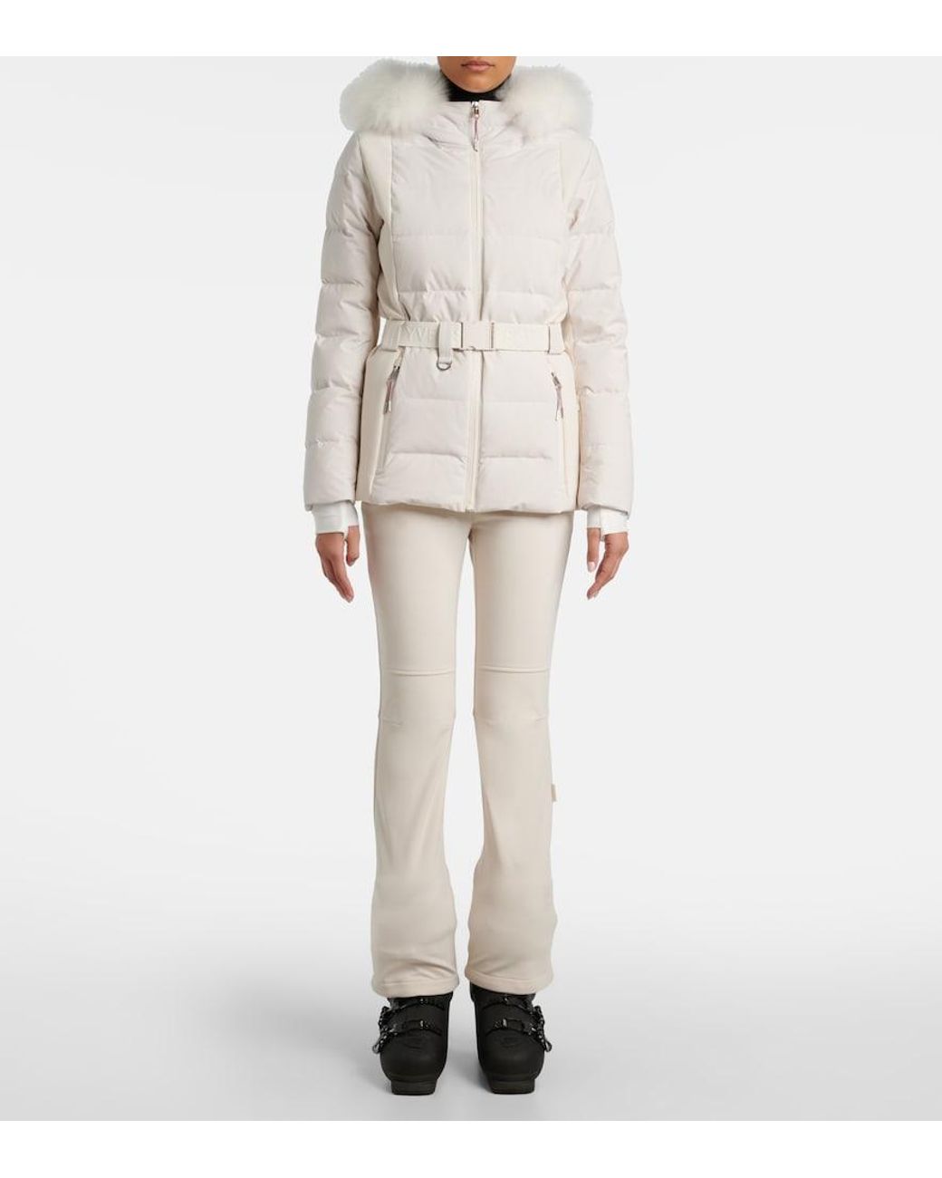 Yves Salomon White Doudoune 58Cm Down Jacket