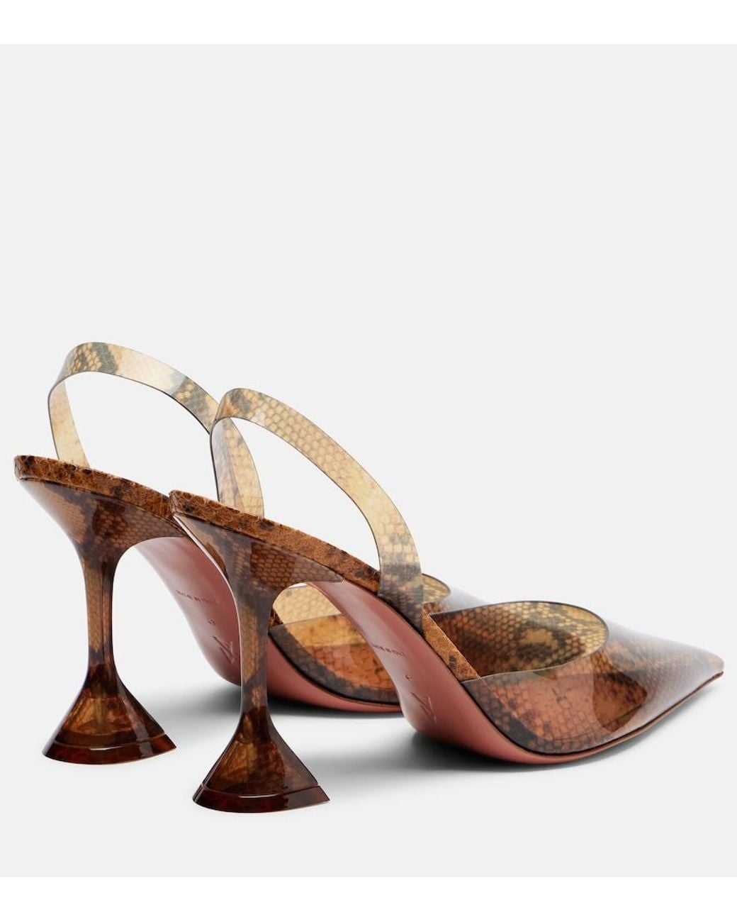 AMINA MUADDI Brown Holli Snake-Print Pvc Slingback Pumps