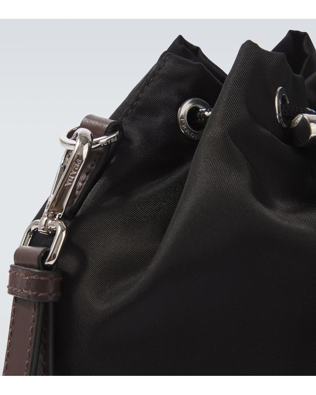 Prada Black Speedrock Re-Nylon Leather-Trimmed Pouch for men