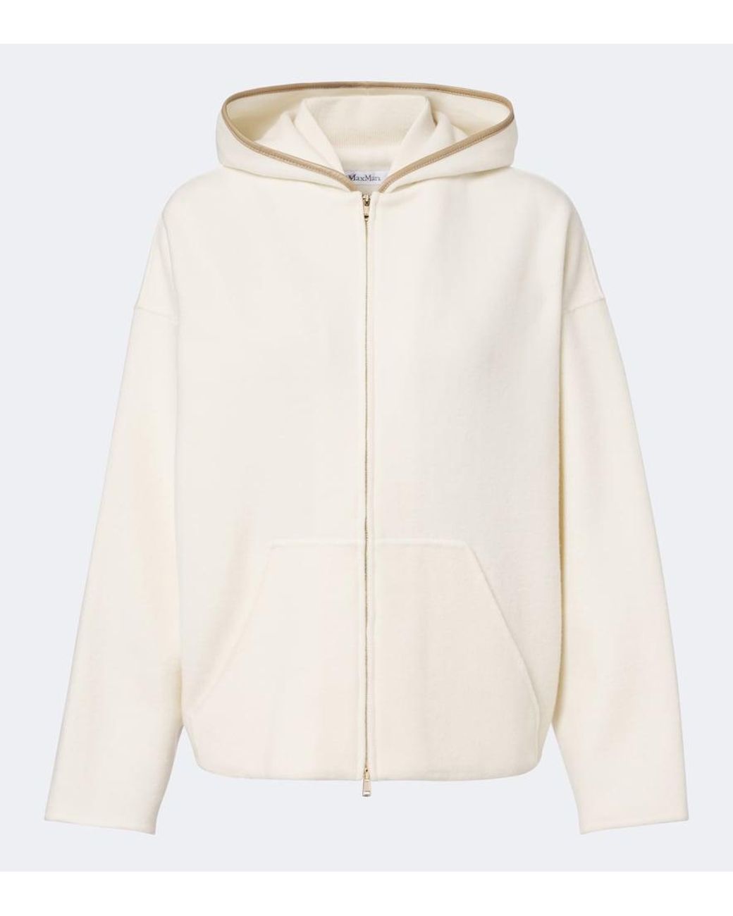 Max Mara White Wool And Cashmere-Blend Hoodie