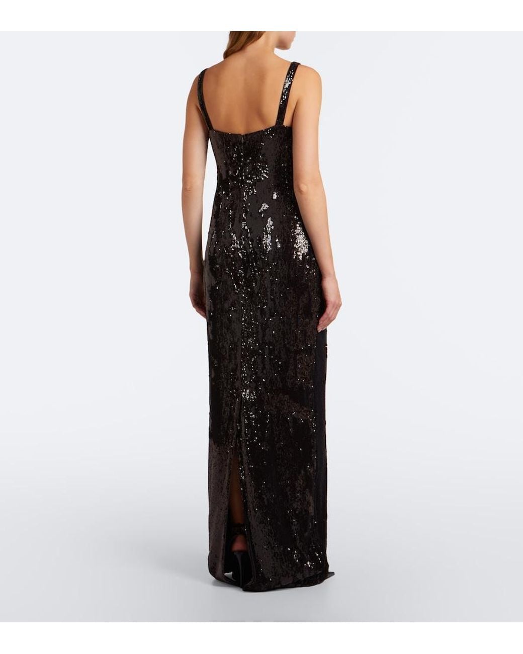 Balmain Black Sequined Gown