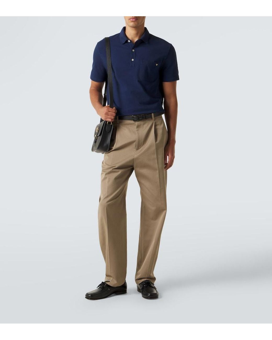 Valentino Garavani Blue Vgold Cotton Pique Polo Shirt for men