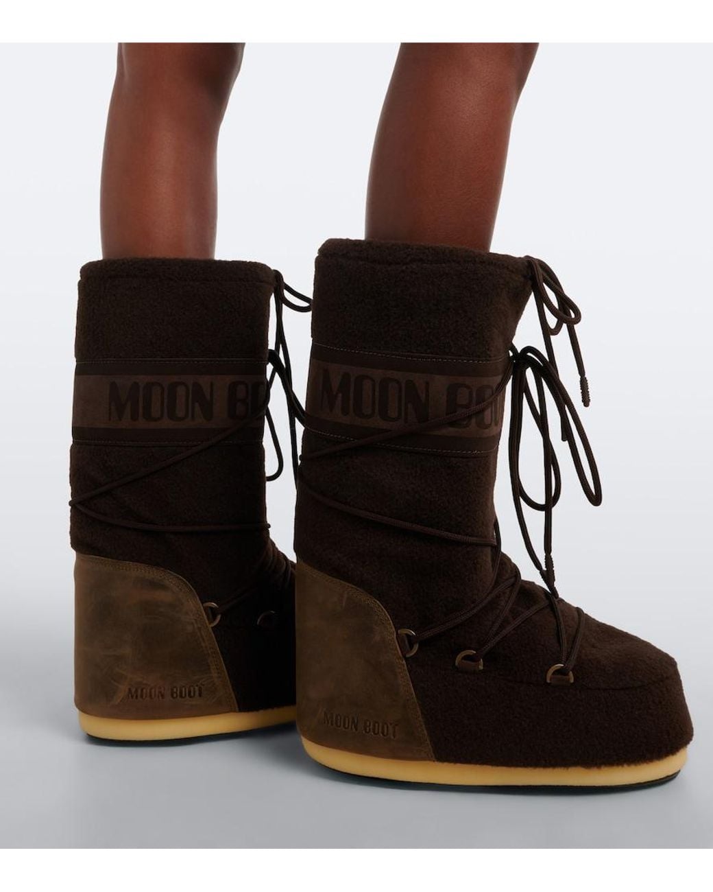 Moon Boot Black Icon Leather-Trimmed Snow Boots