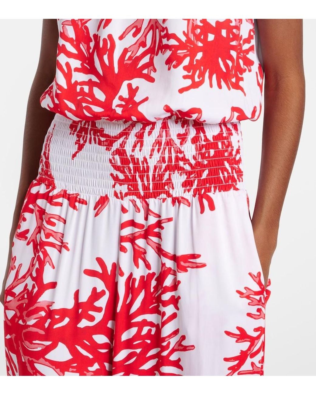 Melissa Odabash Red Naomi Printed Strapless Jumpsuit
