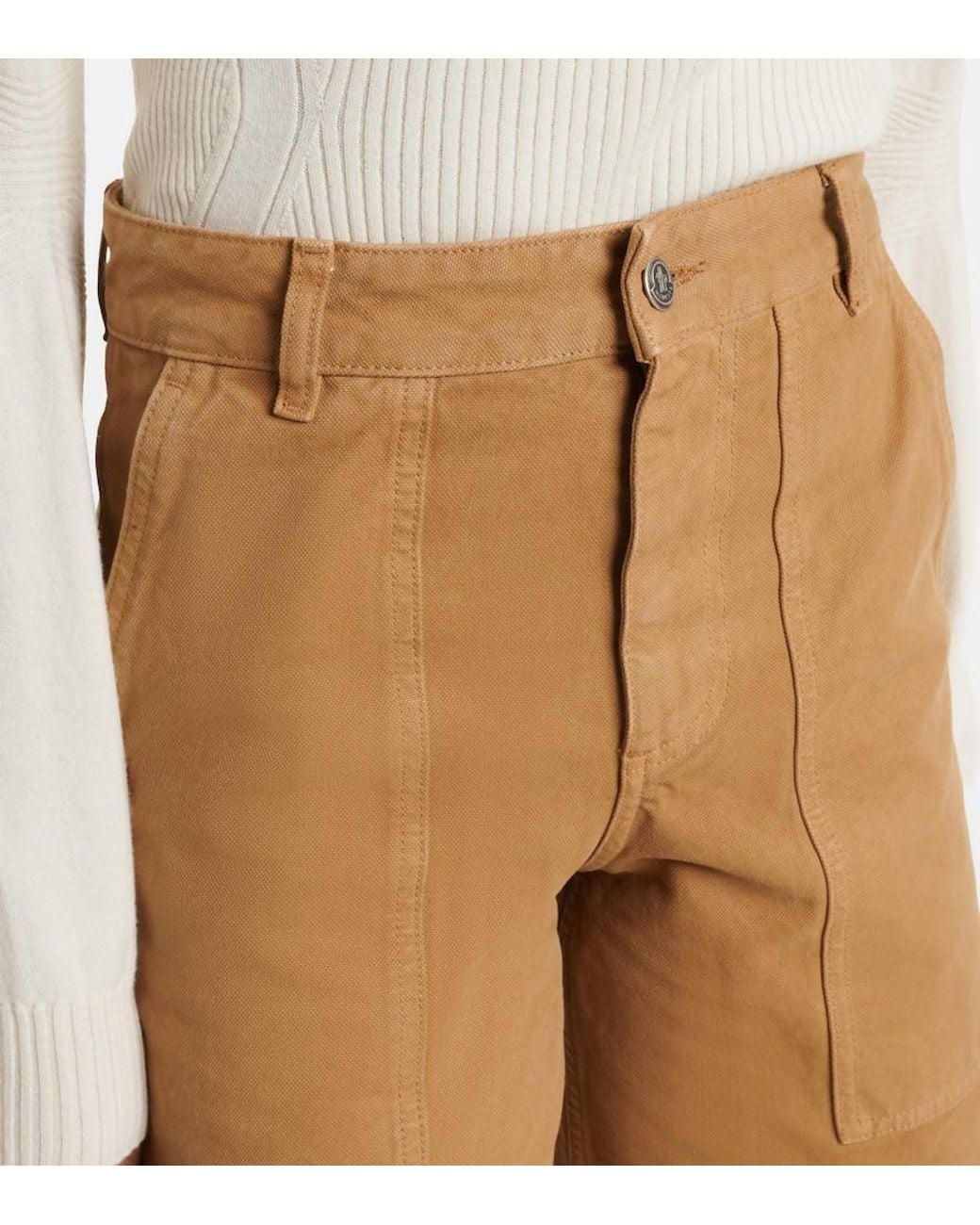 Moncler Natural High-Rise Wide-Leg Pants