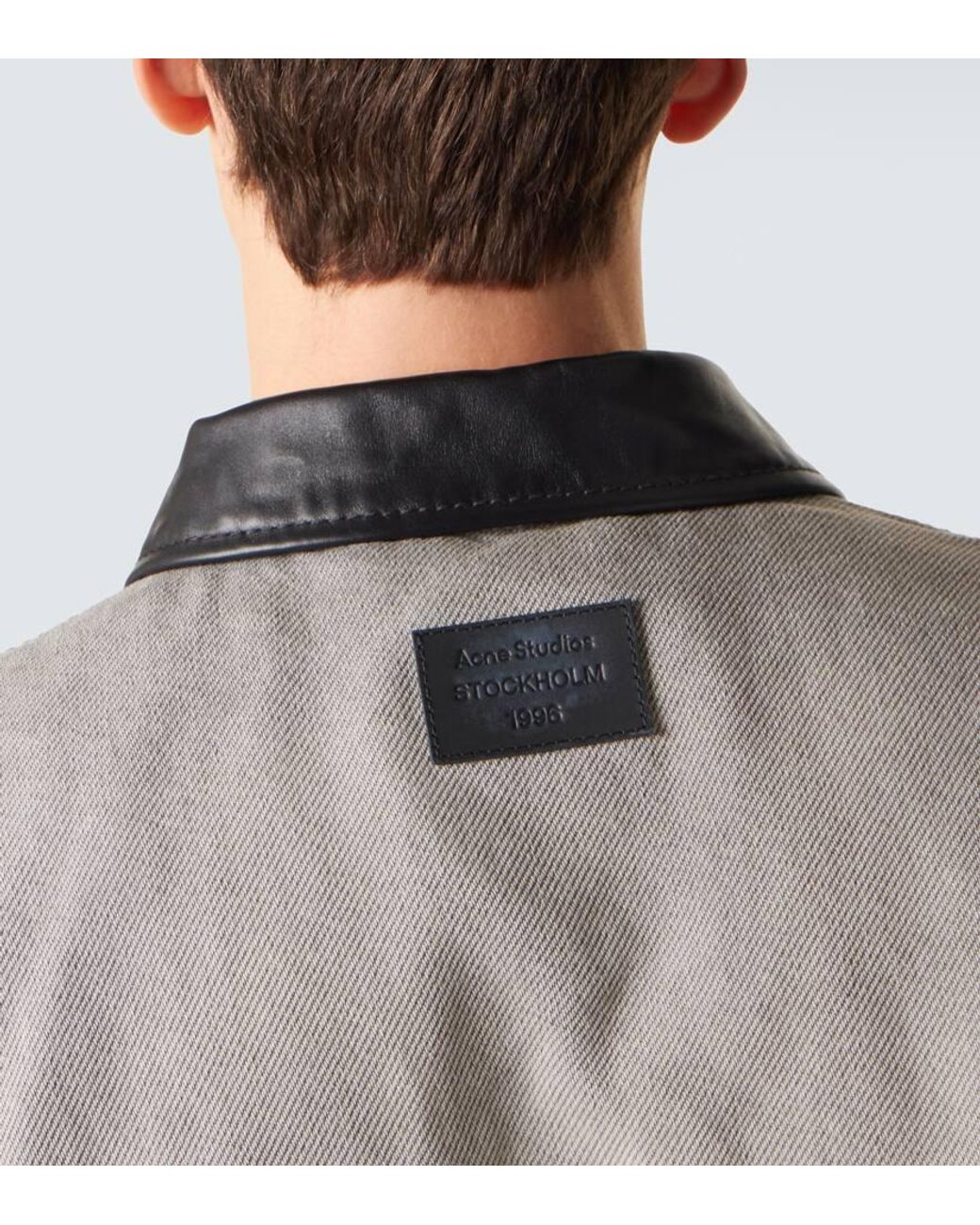 Giacca Di Jeans Con Pelle di Acne in Gray da Uomo