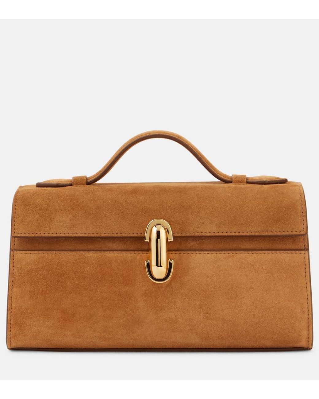 SAVETTE Brown Symmetry Pochette Suede Tote Bag