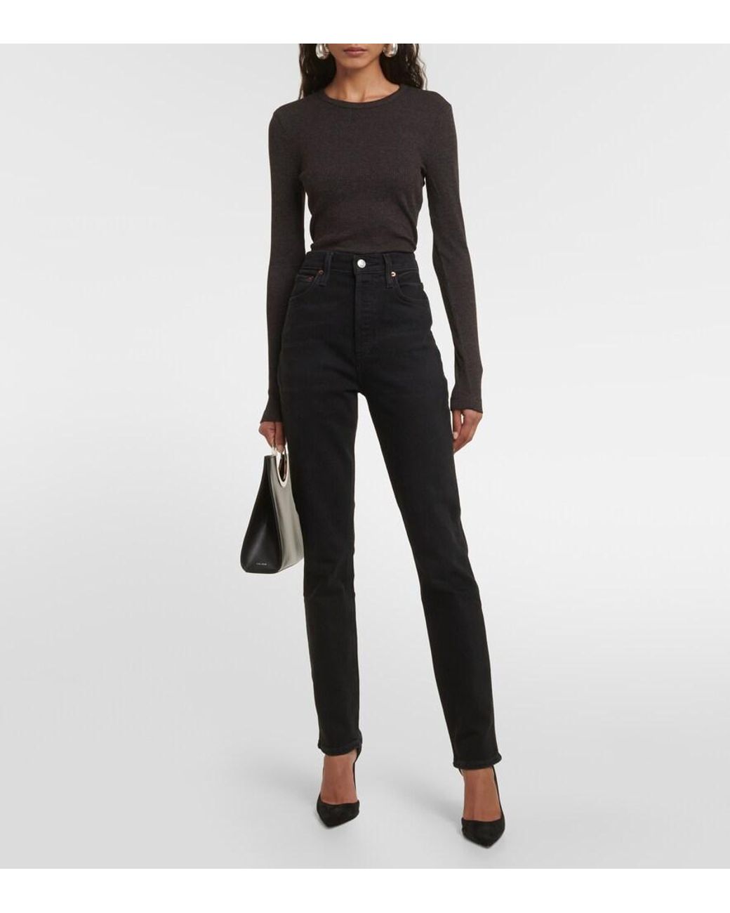 Agolde Black Freya High-Rise Slim Jeans