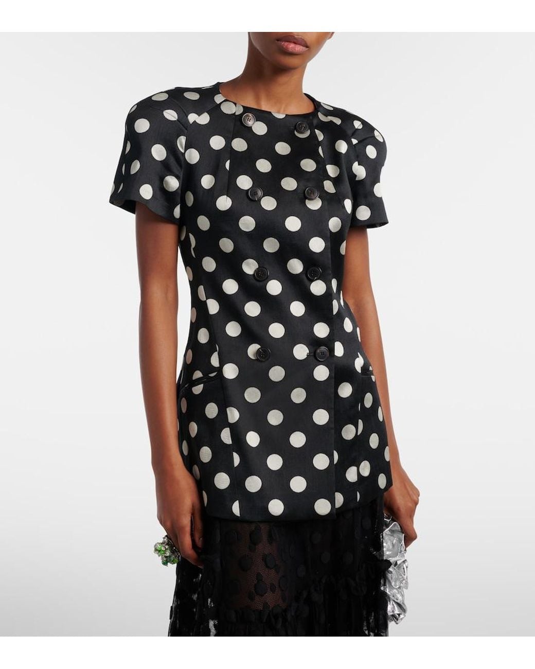 Dries Van Noten Black Polka-Dot Double-Breasted Blazer